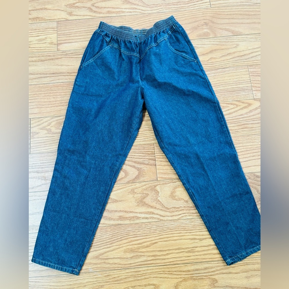 Vintage LORD ISAACS SPORT Cotton Denim JEANS High Waisted Taper Leg 2 Pocket NOS